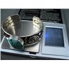 Image 9 : Sand Casting Sterling Silver Bracelet w/ Turquoise Weight: 72.6 Grams Retail: $ 795.00