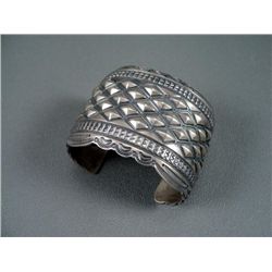 Stamped Sterling Silver Bracelet w/ Diamond Pattern-Marked Derrick Weight: 106.4 Grams Retail: $ 895