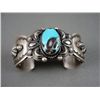 Image 1 : Turquoise Stone Sterling Silver Bracelet Stamped Design-Marked R. Bennett Weight: 75 Grams Retail: $