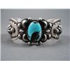 Image 2 : Turquoise Stone Sterling Silver Bracelet Stamped Design-Marked R. Bennett Weight: 75 Grams Retail: $