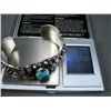 Image 8 : Turquoise Stone Sterling Silver Bracelet Stamped Design-Marked R. Bennett Weight: 75 Grams Retail: $