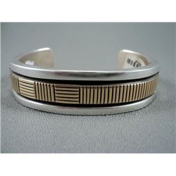 Sterling Silver Bracelet w/ 14K Gold Inlay-Marked B. Morgan Weight: 117.5 Grams Retail: $ 880.00