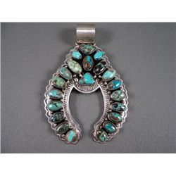 Sterling Silver Horse Shoe Shaped Pendant w/ Turquoise Stones Weight: 83.4 Grams Retail: $ 795.00