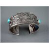 Image 1 : Sand Cast Bracelet w/ Green Stone-Marked D. Begay Weight: 87.7 Grams Retail: $720.00