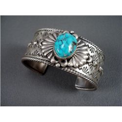 Sterling Silver Bracelet w/ Turquoise Stone-Marked D. Livingston Weight: 88 Grams Retail: $ 895.00