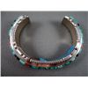 Image 3 : Inlaid Turquoise and Sterling Silver Bracelet- Marked T.F. Weight: 90.3 Grams Retail: $ 795.00