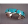 Image 1 : Inlaid Turquoise and Sterling Silver Bracelet- Marked M. Weight: 71.2 Grams Retail: $ 1,200.00