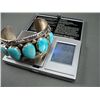 Image 7 : Wide Sterling Silver Bracelet w/ Turquoise Stones- Marked J.J. Weight: 102.6 Grams Retail: $ 660.00