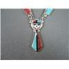 Image 3 : Zuni Sterling Silver Inlaid Face Pendant on Chain- Marked Don Dewa Weight: 26.1 Grams Retail: $ 1,92