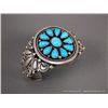 Image 1 : Sterling Silver Bracelet w/ Oval Pattern Turquoise Stones -Marked D. Livingston Weight: 81.8 Grams R