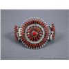Image 1 : Zuni Coral Blossom Petite Point Sterling Silver Bracelet-Marked Eva L. Wyaco Weight: 28.1 Grams Reta