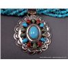 Image 3 : Small Nugget Turquoise 5 Strand Necklace w/ Sterling Silver Pendant-Pendant Marked Ray Bennett Weigh
