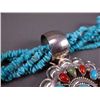 Image 4 : Small Nugget Turquoise 5 Strand Necklace w/ Sterling Silver Pendant-Pendant Marked Ray Bennett Weigh