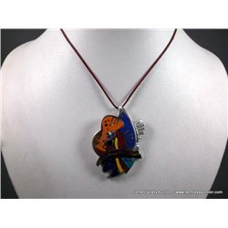 Italy Sterling Silver Inlaid Clown Pendant-Marked Flli Meregatto and Tigand Q. Hurtino Weight: 40 Gr