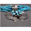 Image 4 : Multi Strand Turquoise Beaded Necklace w/ Sterling Silver Butterfly Pendant-Marked D. Livingston Wei