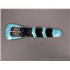 Image 1 : Inlaid Turquoise Belt Buckle Set w/ Sterling Silver Accents-Marked GL Studios Weight: 101 Grams Reta