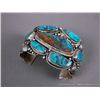 Image 1 : Sterling Silver Bracelet w/ Pilot Mountain Turquoise Stones-Marked Derrick Gordon & Uncle Delbert We