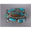 Image 2 : Sterling Silver Bracelet w/ Pilot Mountain Turquoise Stones-Marked Derrick Gordon & Uncle Delbert We