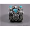 Image 3 : Sterling Silver Bracelet w/ Pilot Mountain Turquoise Stones-Marked Derrick Gordon & Uncle Delbert We