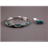 Image 1 : Inlaid Silver Bracelet and Ring Set w/ Yellow Stones and Opal Sz-7-Marked w/ Double Loop Weight: 29.