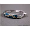 Image 3 : Inlaid Silver Bracelet and Ring Set w/ Yellow Stones and Opal Sz-7-Marked w/ Double Loop Weight: 29.