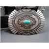 Image 2 : Sterling Silver & Turquoise Concho Belt Leather Belt, Marked D. Deigarito Weight: 328.4 Grams Retail