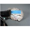 Image 7 : Sterling Silver & Turquoise Concho Belt Leather Belt, Marked D. Deigarito Weight: 328.4 Grams Retail