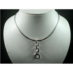 Sterling Silver Necklace w/ Diamond 14K Pendant -Marked CS Weight: 32.9 Grams Retail: $ 1,495.00