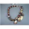 Image 2 : Stone Beaded Necklace w/ Leaf and Sterling Silver Accents-Marked Monica Yocum Weight: 324 Grams Reta