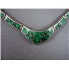 Image 3 : Sterling Silver Inlaid Green Necklace-Marked T Weight: 54.4 Grams Retail: $ 1,285.00