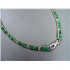 Image 6 : Sterling Silver Inlaid Green Necklace-Marked T Weight: 54.4 Grams Retail: $ 1,285.00