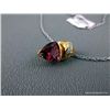 Image 2 : Sterling Silver Chain w/ 18 K Yellow Gold Pendant w/Pink Gem and Diamonds-Marked CS Weight: 7.1 Gram