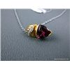 Image 3 : Sterling Silver Chain w/ 18 K Yellow Gold Pendant w/Pink Gem and Diamonds-Marked CS Weight: 7.1 Gram