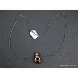 Sterling Silver Chain w/ 14 K Yellow Gold Pendant w/Pink Gem and Diamonds-Marked CS Weight: 8.8 Gram