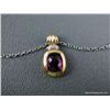 Image 2 : Sterling Silver Chain w/ 14 K Yellow Gold Pendant w/Pink Gem and Diamonds-Marked CS Weight: 8.8 Gram