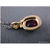 Image 5 : Sterling Silver Chain w/ 14 K Yellow Gold Pendant w/Pink Gem and Diamonds-Marked CS Weight: 8.8 Gram
