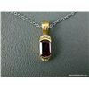 Image 2 : Sterling Silver Chain w/ 18K Yellow Gold Pendant w/ Pink Gem and Diamonds-Marked CS Weight: 6.6 Gram