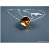 Image 3 : Sterling Silver Chain w/ 18K Yellow Gold Pendant w/ Amber Gem and Diamonds-Marked CS Weight: 7.6 Gra