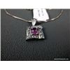 Image 3 : Sterling Silver Chain w/ 18K White Gold Pendant w/ Pink Gem and Diamonds-Marked CS Weight: 5.9 Grams