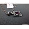 Image 5 : Sterling Silver Chain w/ 18K White Gold Pendant w/ Pink Gem and Diamonds-Marked CS Weight: 5.9 Grams