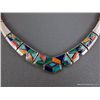 Image 2 : Sterling Silver Inlaid Necklace-Marked Studio GL Weight: 71.6 Grams Retail: $1,600.00