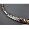Image 4 : Sterling Silver Inlaid Necklace-Marked Studio GL Weight: 71.6 Grams Retail: $1,600.00