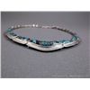 Image 6 : Inlaid Turquoise and Sterling Silver Necklace- Marked Studio GL Weight: 58.7 Grams Retail: $1,350.00