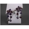 Image 1 : 18K White Gold Earrings w/ Diamonds, Amethyst and Purple Garnets Weight: 8.5 Grams Retail: $5,000.00