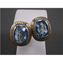 18KYG on Sterling Topaz & Diamond Earrings Marked CS Weight: 24.7 Grams Retail: $3,220.00