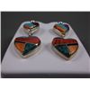 Image 2 : Sterling Silver Multi-color Inlay Heart Dangle Earrings, Marked Calvin Begay Weight: 10.5 Grams Reta