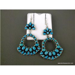 Turquoise and Sterling Silver Earrings-Marked Emma Lincoln Weight: 25.3 Grams Retail: $380.00