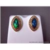 Image 1 : 14K Yellow Gold Earrings w/ Opal and Clear Stones- Marked w/ Double Loop Weight: 10.9 Grams Retail: 