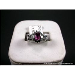 14K White Gold Diamond Ring w/ Pink Stone Sz-4 7/8 Weight: 4.9 Grams Retail: $2,500.00