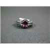 Image 2 : 14K White Gold Diamond Ring w/ Pink Stone Sz-4 7/8 Weight: 4.9 Grams Retail: $2,500.00